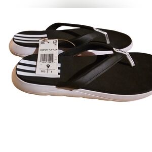 Adidas Black and White Comfort Flip Flops